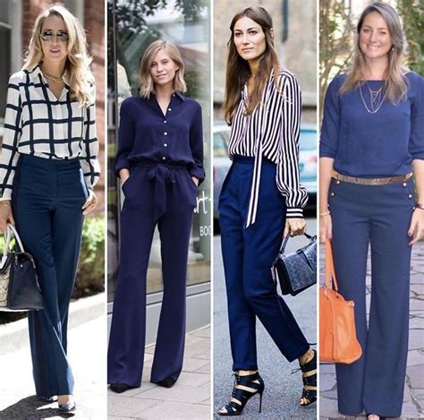 As 10 melhores ideias e inspirações de looks calça azul marinho.